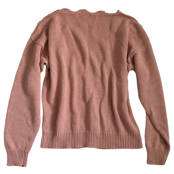 Vintage OBR woven floral cardigan sweater, dusty pink - Picture 2 of 7